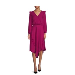 Magenta asymmetrical ruffle dress